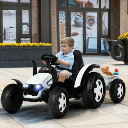 NEW 12V ELECTRIC CHILDREN KIDS TRACTOR AND TRAILER RIDE ON TOY CAR WITH REMOTE CONTROL
