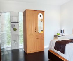 BRAND NEW BOXED OAK COLOURED MIRRORED WARDROBE