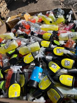 CRATE FULL TO THE BRIM WITH CAR AND BIKE CLEANING STOCK