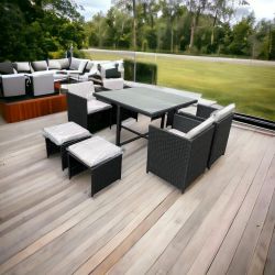 9PC CUBE RATTAN 8 SEATER GARDEN SET