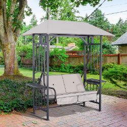 LUXURY OUTDOOR GARDEN 2 SEATER SWING HAMMOCK WITH CANOPY