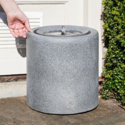 BRAND NEW PREMIER SOLAR POWERED OUTDOOR GRAY CYLINDER FOUNTAIN | BIRD BATH