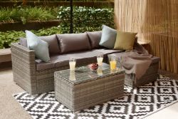 NEW MODULAR 4-SEATER RATTAN GARDEN SOFA SET - GREY