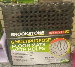 288 X BROOKSTONE NEW INTERCONNECTING GYM / GARAGE FLOOR MATS (48 PACKS OF 6) - 62 X 62 X 1.2CM