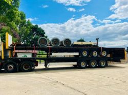 KRONE SDP 27 TRI-AXLE FLAT BED TRAILER * KRONE STACK OF 3 TRAILERS *