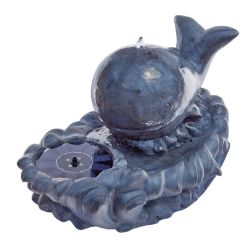BRAND NEW SOLAR HAPPY WHALE WATER FEATURE DUAL POWER GARDEN WITH LED LIGHTS