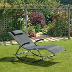 MONTE CARLO BLACK ROCKING SUN LOUNGER