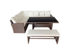 10-SEATER RATTAN DINING SOFA GARDEN FURNITURE SET – BROWN