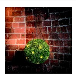 BRAND NEW LED PRE-LIT ROUND ARTIFICIAL TOPIARY 35CM, BATTERY-POWERED