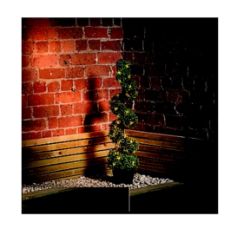 BRAND NEW PRE-LIT SWIRL ARTIFICIAL TOPIARY TREE 92CM, BATTERY-POWERED