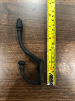 850+ BLACK CASTED COAT HOOKS DOUBLE HANGING PEG - 50 X 180 X 212MM