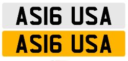 ‘’AS16 USA'' NUMBER PLATE - CURRENTLY ON RETENTION