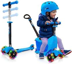 12 BOXES HURTLE SCOOTER FOR KIDS - TODDLERS SCOOTERS STORAGE BOX SEAT, SAFETY , FLASHING LIGHTS,