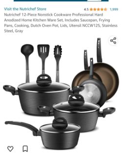 PALLET OF 12 X NEW NUTRICHEF 12-PIECE NONSTICK COOKWARE PROFESSIONAL HARD ANODIZED SET RRP £3325