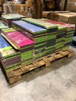 250 COLOURED GLASS SHELVES 80CM X 20CM - WEIGHT 4.75KG PER SHELF (TOTAL RRP £3500)