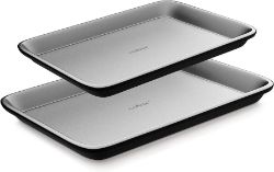 5 NEW BOXES X NON-STICK COOKIE SHEET BAKING PANS - 2-PC QUALITY KITCHEN COOKING NON-STICK BAKE TRAYS
