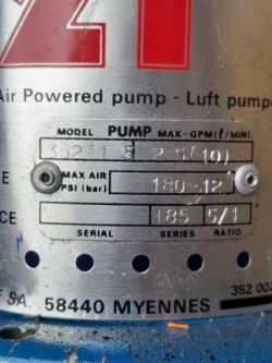 ENGINEERING LOT JL39 FOG AIR POWERED FLUID PUMP 3529125 25 10 GPM