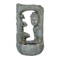 BRAND NEW SOLAR GREY BUDDHA LED WATER FEATURE