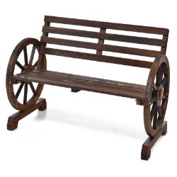 WOODEN WAGON WHEEL BENCH FOR 2
