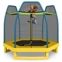 NEW 7FT KIDS TRAMPOLINE WITH SAFETY ENCLOSURE NET - FREE MAINLAND DELIVERY