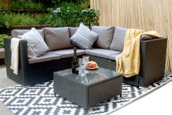 5-SEATER RATTAN CORNER SOFA GARDEN FURNITURE SET - BLACK