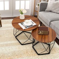 SET OF 2 ROUND NESTING COFFEE TABLES