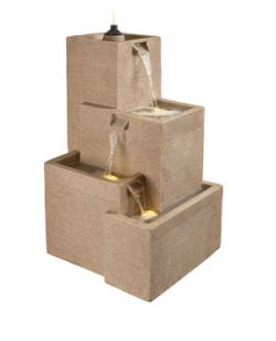 BRAND NEW OUTDOOR LIVING CASCADING FOUNTAIN WATER FEATURE WITH LED LIGHTS (H)81CM