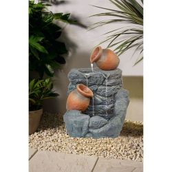 BRAND NEW SOLAR ON DEMAND CASCADING JARS WATER FEATURE WITH LED LIGHTS