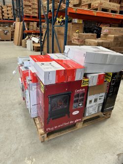 PALLET - FOCAL POINT FIREPLACES, HEATERS RADIATORS, COOKER CHIMNEY HOOD, HOB RRP £2230