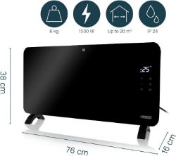 PRINCESS GLASS SMART PANEL HEATER, 1500 W, BLACK, SMART CONTROL ALEXA GOOGLE SIRI