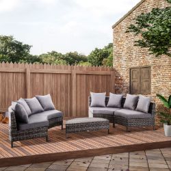 EXTRA LARGE LUXURY GARDEN RATTAN WICKER SOFA OUTDOOR PATIO FURNITURE SET