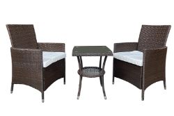 LOT OF 5 X 2-SEATER RATTAN BISTRO GARDEN FURNITURE SET - BROWN