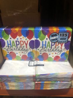 48 BIG PARTY PACKS OF HAPPY BIRTHDAY LUNCHEON NAPKINS (125 PER PACK) RRP £3.50 EACH