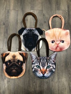 100+ MIX ANIMAL FACE SHOPPING BAGS - MEDIUM SIZE (RRP £10 EACH)