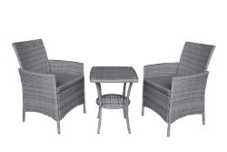 JOBLOT OF 5 X 2-SEATER RATTAN BISTRO GARDEN FURNITURE SET - GREY
