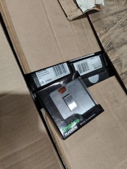 PALLET CONTAINING APPROX 1400 X NEW BRUSHED METAL LIGHT SWITCHES WITH LIGHT