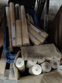 PALLET OF APPROX 80 ROLLS OF WALLPAPER + 10 STANDARD LOAD BINDERS