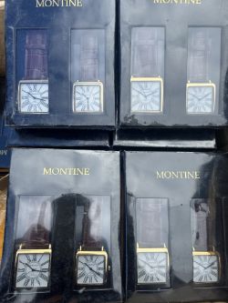 27 X MONTINE SETS OF 2 MENS WATCHES WITH LEATHER STRAPS