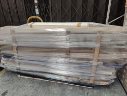 DOUBLE PALLET FULL OF CURTAIN RAILS AND SKIRTING BOARDS