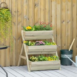 **NEW**WOODEN ELEVATED PLANTER BOX KIT, 3 TIER RAISED GARDEN BED GREEN>>DELIVERY AVAILABLE<<