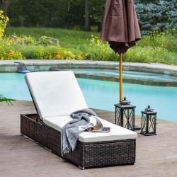 **NEW**PATIO RATTAN CHAISE LOUNGE GARDEN POOL WICKER SUN LOUNGER ADJUSTABLE>>DELIVERY AVAILABLE<<