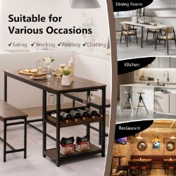 **NEW**SPACE-SAVVY DINING: 3-PIECE TABLE SET WITH WINE RACK>>DELIVERY AVAILABLE<<