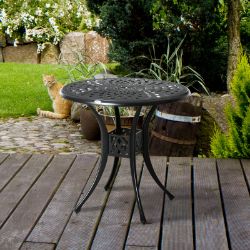 **NEW**78CM ROUND GARDEN DINING TABLE ONLY WITH PARASOL HOLE CAST ALUMINIUM>>DELIVERY AVAILABLE<<