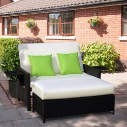 **NEW**GARDEN RATTAN FURNITURE SET 2 SEATER PATIO SUN LOUNGER DAYBED SUN BED>>DELIVERY AVAILABLE<<