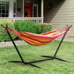 **NEW**METAL STAND CARRYING BAG 120KG RED STRIPE 294 X 117CM HAMMOCK>>DELIVERY AVAILABLE<<