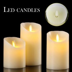 **NEW**SAFE AND STUNNING: FLICKERING LED CANDLE TRIO>>DELIVERY AVAILABLE<<