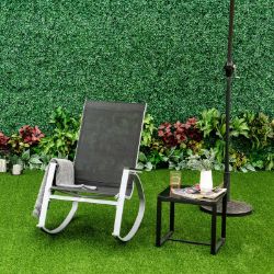 **NEW** ROCKING CHAIR SUN LOUNGER GARDEN SEAT HIGH BACK TEXTELINE BLACK >>DELIVERY AVAILABLE<<