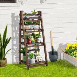 **NEW**FLOWER POTS HOLDER STAND INDOOR OUTDOOR 4-TIER WOODEN SHELF FOLDABLE>>DELIVERY AVAILABLE<<