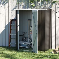 **NEW**GARDEN STORAGE SHED WITH LOCKABLE DOOR SLOPED ROOF FOR BIKE GREY >>DELIVERY AVAILABLE<<