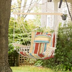 **NEW**SAFE WIDE SEAT INDOOR OUTDOOR STRIPE HANGING HAMMOCK SWING CHAIR >>DELIVERY AVAILABLE<<